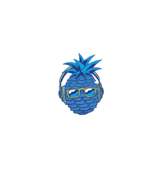 Ananas albastru cu căști model galben pe tricou