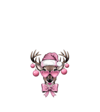 Pink Xmas Reindeer model alb pe tricou