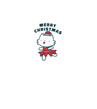 Pisică Merry Christmas model alb pe tricou