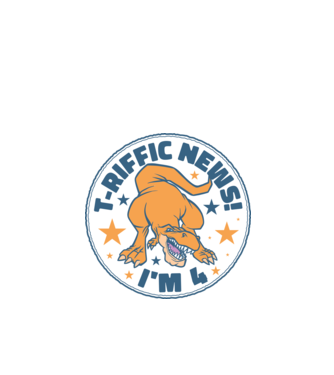 'T-rex Terrific news i''m 4' model turcoaz pe tricou