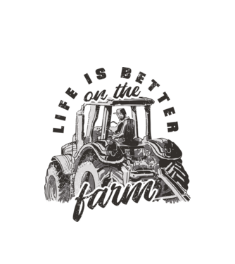 Viața este mai bună la fermă cu tractor model alb pe tricou