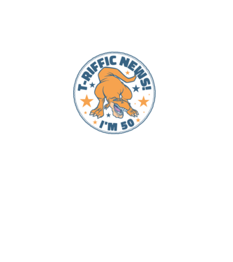 'T-rex Terrific news i''m 50' model turcoaz pe tricou