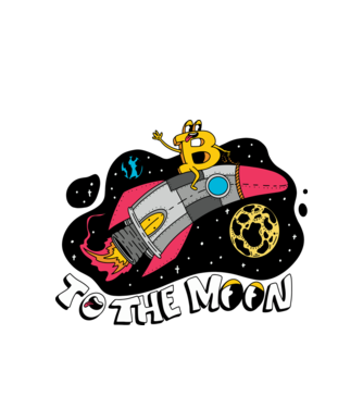 Bitcoin to the moon model alb pe tricou