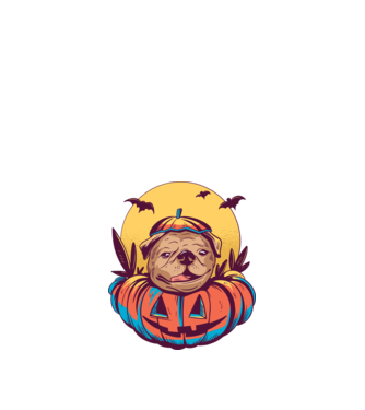 Mops Halloween model negru pe tricou