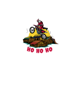 Moș Crăciun pe motocicletă Cross model alb pe tricou