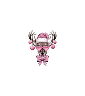 Pink Xmas Reindeer model nisipiu pe tricou