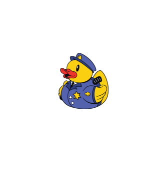 Rățușcă de cauciuc Polițist model albastru regal pe tricou