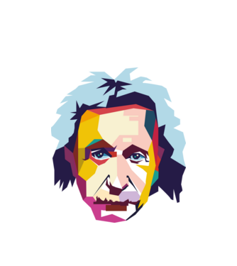 Einstein abstract model alb pe tricou