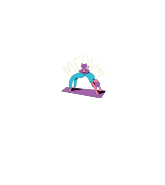Meowm - Pisică Yoga model negru pe tricou