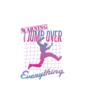 Warning I Jump over everything Parkour model alb pe tricou
