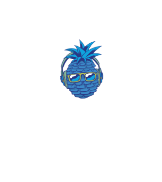 Ananas albastru cu căști model gri pe tricou