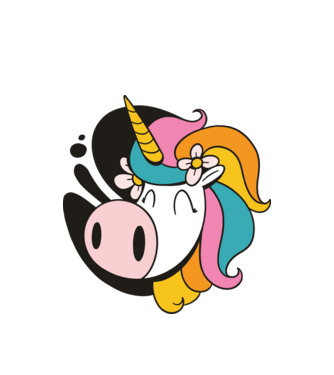 Unicorn drăguț model alb pe tricou