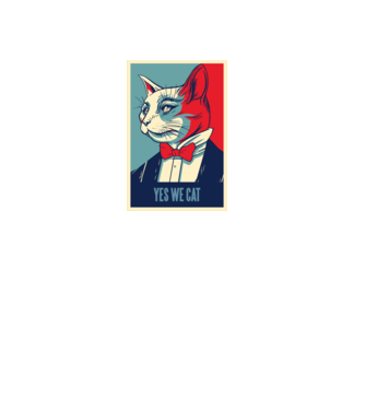 Yes We Cat poster cu pisică model negru pe tricou