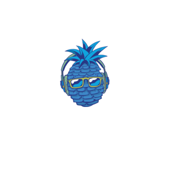 Ananas albastru cu căști model gri pe tricou