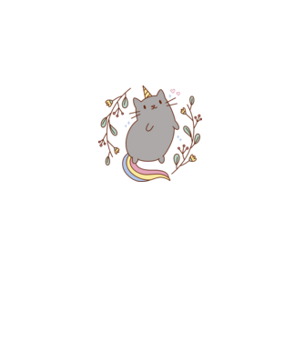 Pisică Unicorn model alb pe tricou