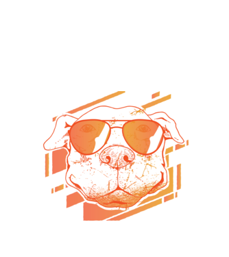 Pitbull Cool în ochelari de soare model alb pe tricou