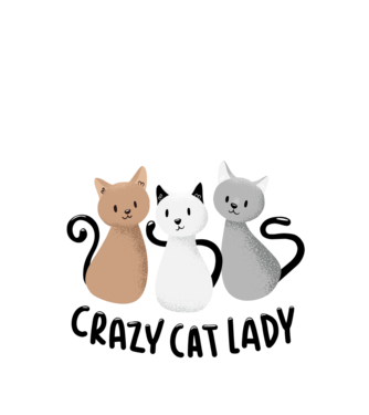 Crazy Cat Lady - fată nebună cu pisică model alb pe tricou