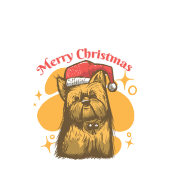 Crăciun Yorkie model alb pe tricou