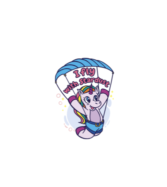 Unicorn parașutist model alb pe tricou