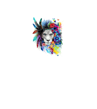 lion color jungle model alb pe tricou