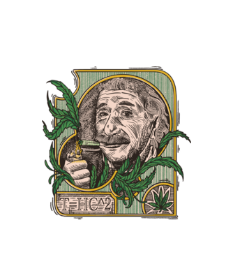 Einstein Marijuana THC model alb pe tricou