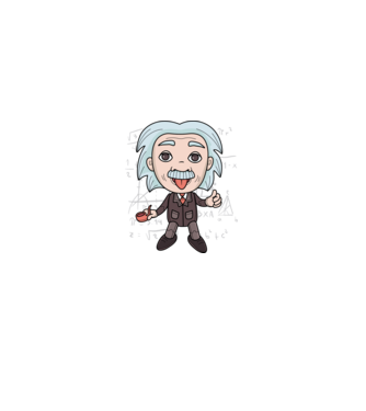Caricatură Einstein model negru pe tricou