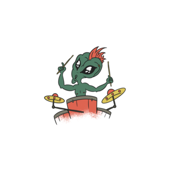 Alien baterist model alb pe tricou