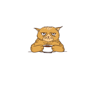 Grumpy Cat - Pisică supărată cu cafea model gri pe tricou