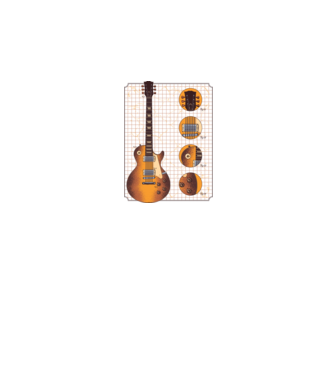 Gibson Chitară desen gold model alb pe tricou