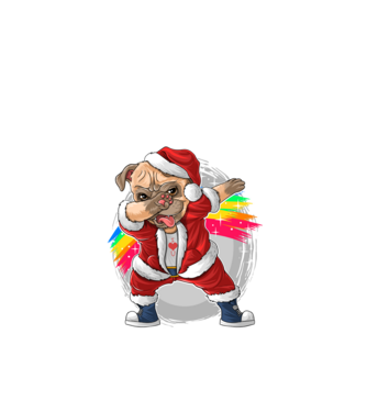 Santa Mops Moș Crăciun model negru pe tricou