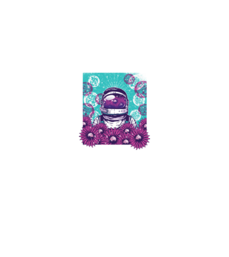 Floral Astronaut model negru pe tricou