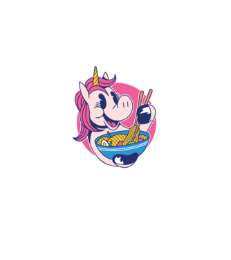 Unicorn Ramen model negru pe tricou