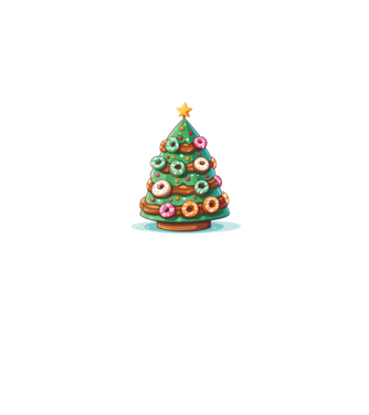 Doughnut pom de Crăciun model alb pe tricou
