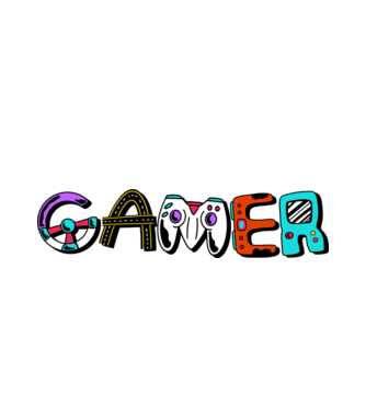 Inscripție Gamer model alb pe tricou