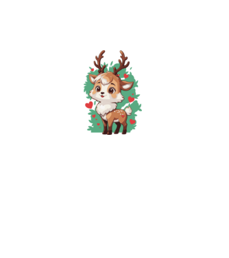 Valentine Deer model alb pe tricou