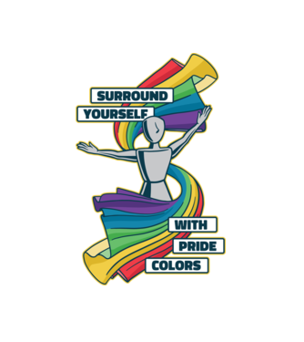 Pride cu curcubeu model alb pe tricou