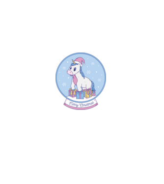 Glob de zăpadă drăguț, de Crăciun, cu Unicorn model albastru închis pe tricou
