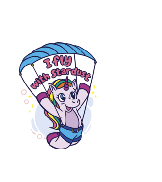 Unicorn parașutist model alb pe tricou