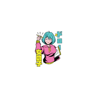 Anime fată desenând model negru pe tricou