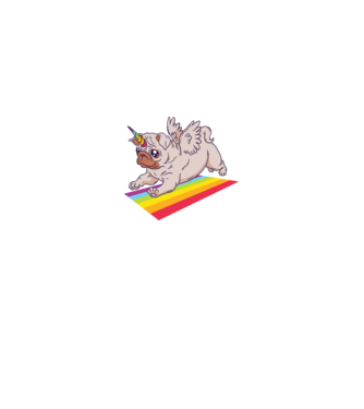 Pugicorn - mops unicorn model albastru închis pe tricou