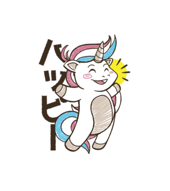 Kawaii unicorn model alb pe tricou