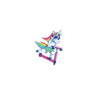 Unicorn cu trotinetă tricou amuzant model negru pe tricou