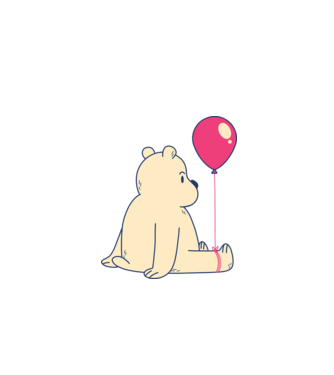 Teddy Drăguț cu Balon model alb pe tricou