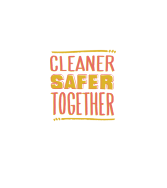 Cleaner Safer Together model alb pe tricou