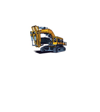 Excavator model gri pe tricou