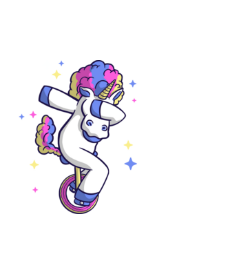 Unicorn pe monociclu model negru pe tricou