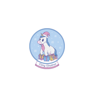 Glob de zăpadă drăguț, de Crăciun, cu Unicorn model  pe tricou