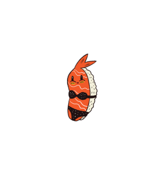 Sushi în bikini model alb pe tricou