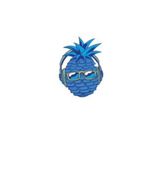Ananas albastru cu căști model alb pe tricou