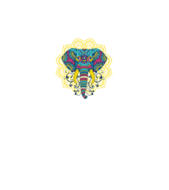 Elefant Mandala Colorat model gri închis pe tricou